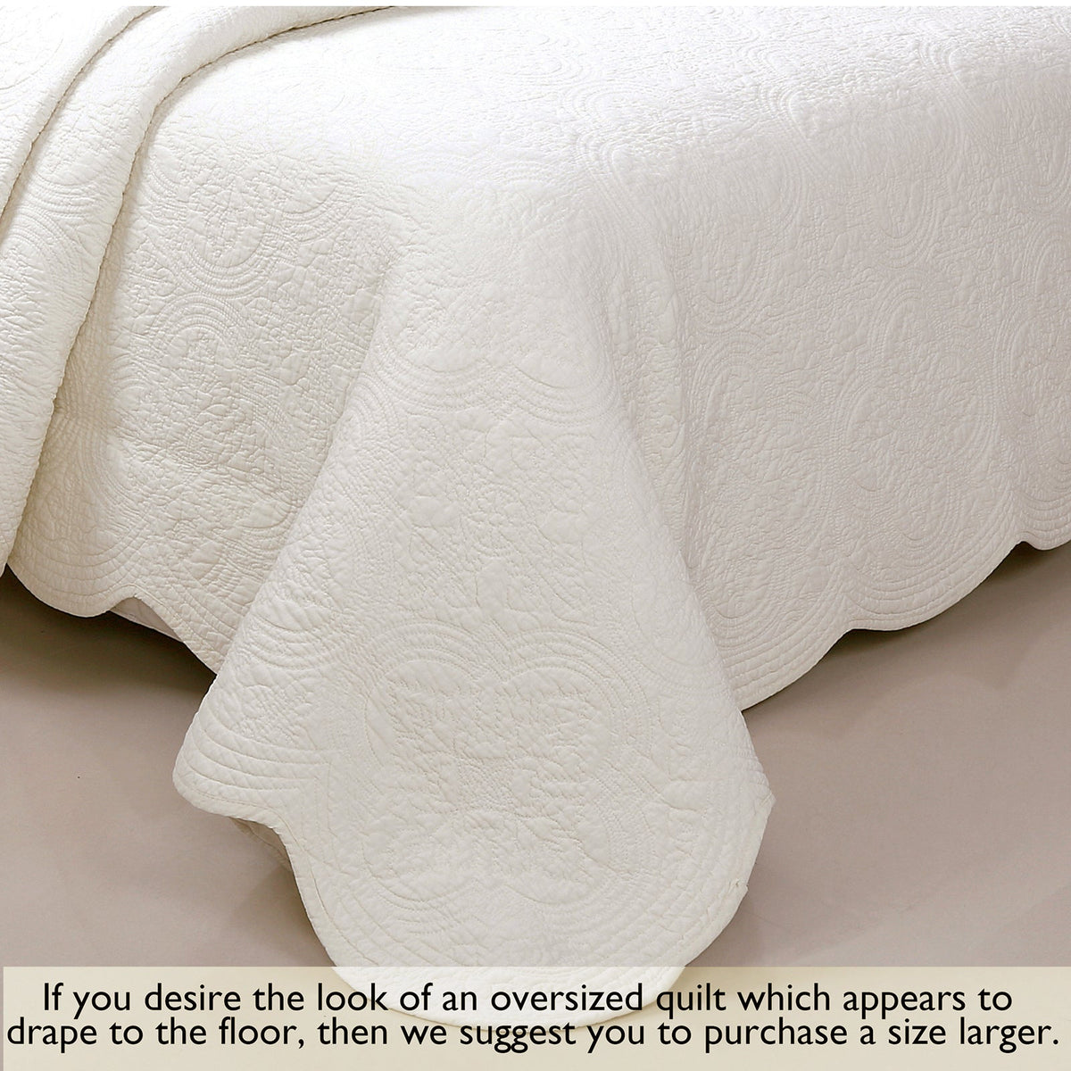 Serenity Ivory Victorian Cotton Quilt Set