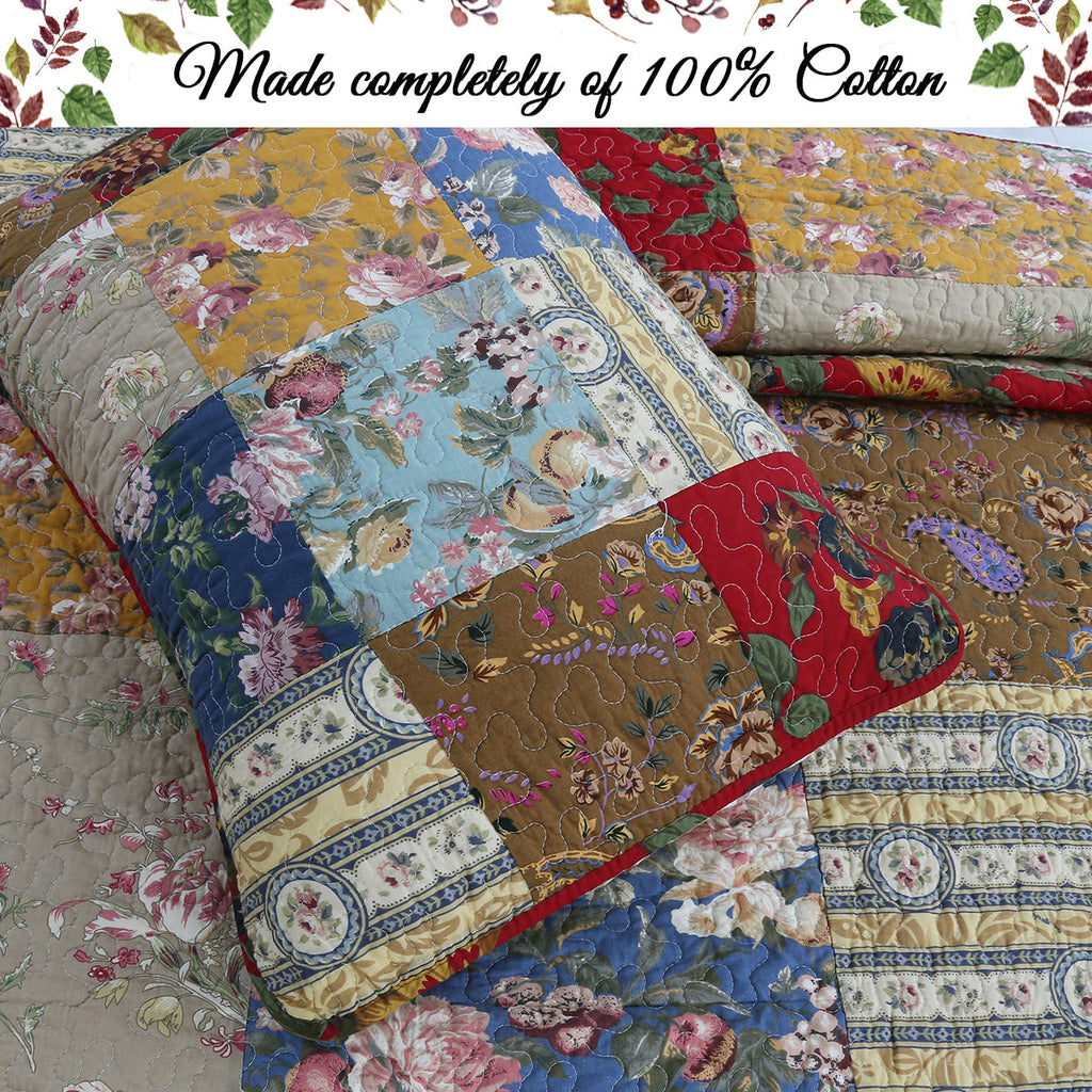 Ryleigh Country Garden Floral Cotton Quilt Set