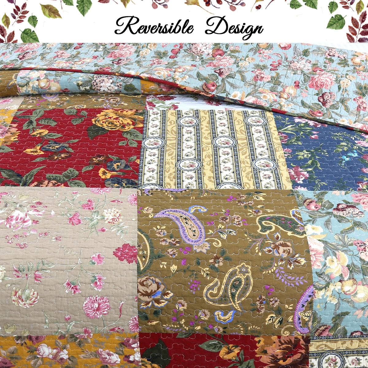 Ryleigh Country Garden Floral Cotton Quilt Set