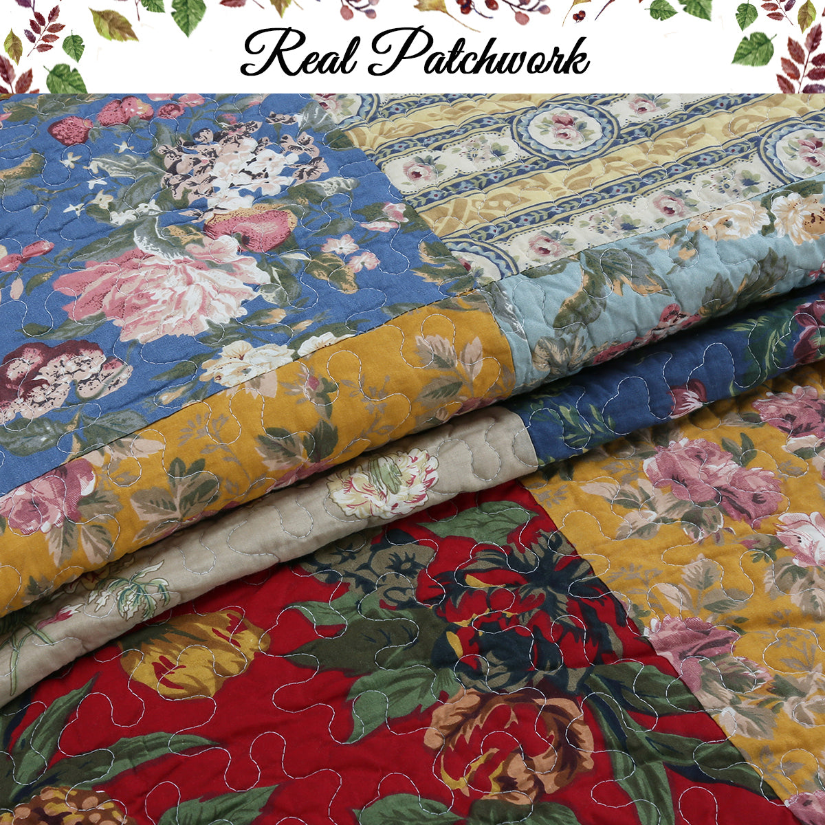 Ryleigh Country Garden Floral Cotton Quilt Set