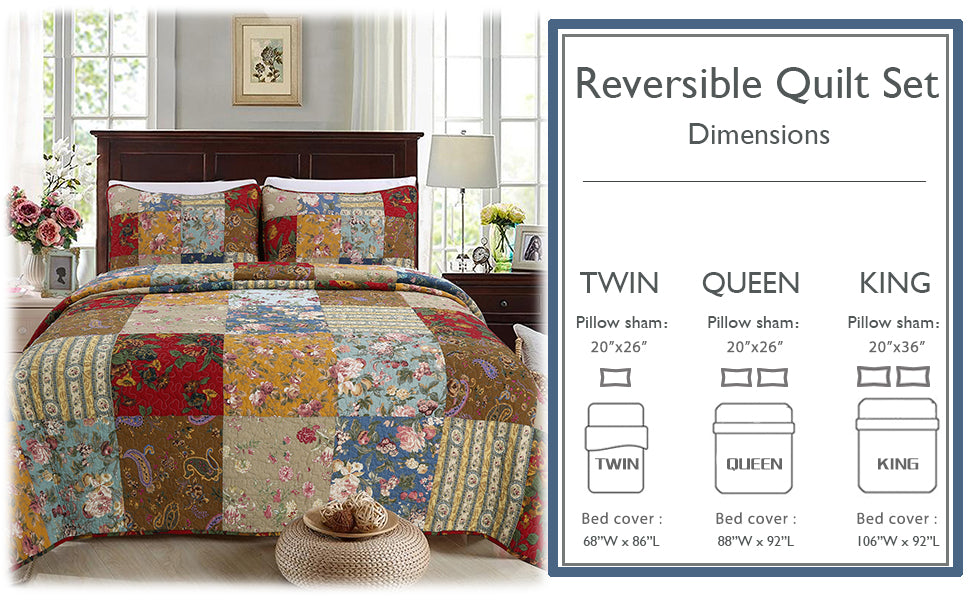 Ryleigh Country Garden Floral Cotton Quilt Set