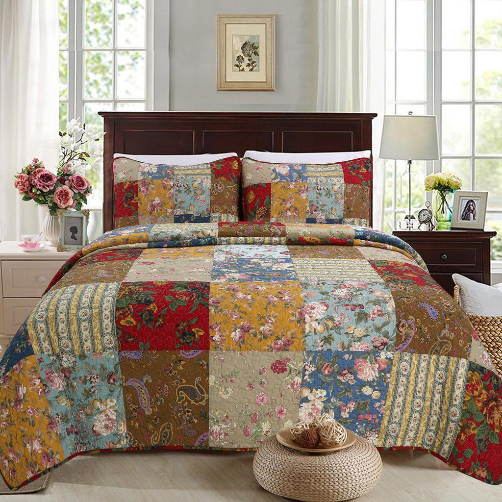 Ryleigh Country Garden Floral Cotton Quilt Set