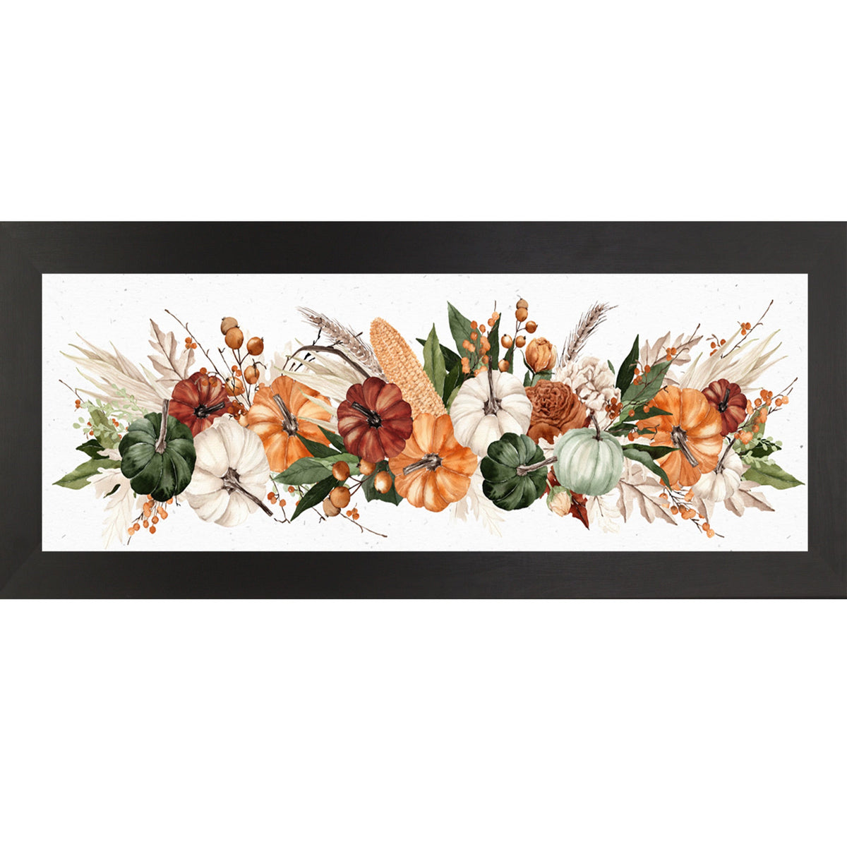 Harvest Pumpkin & Wheat Panoramic Farmhouse Wall Art