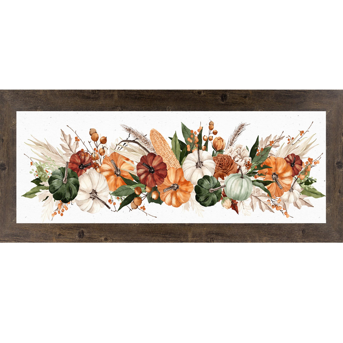 Harvest Pumpkin & Wheat Panoramic Farmhouse Wall Art