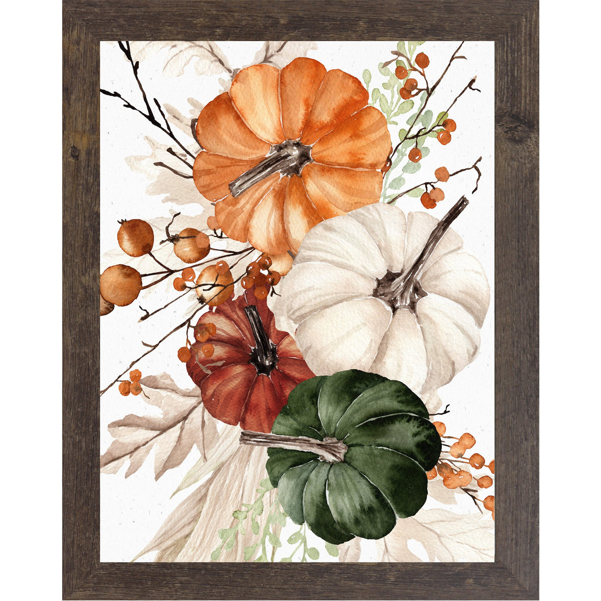 Watercolor Pumpkin Bouquet Farmhouse Wall Art