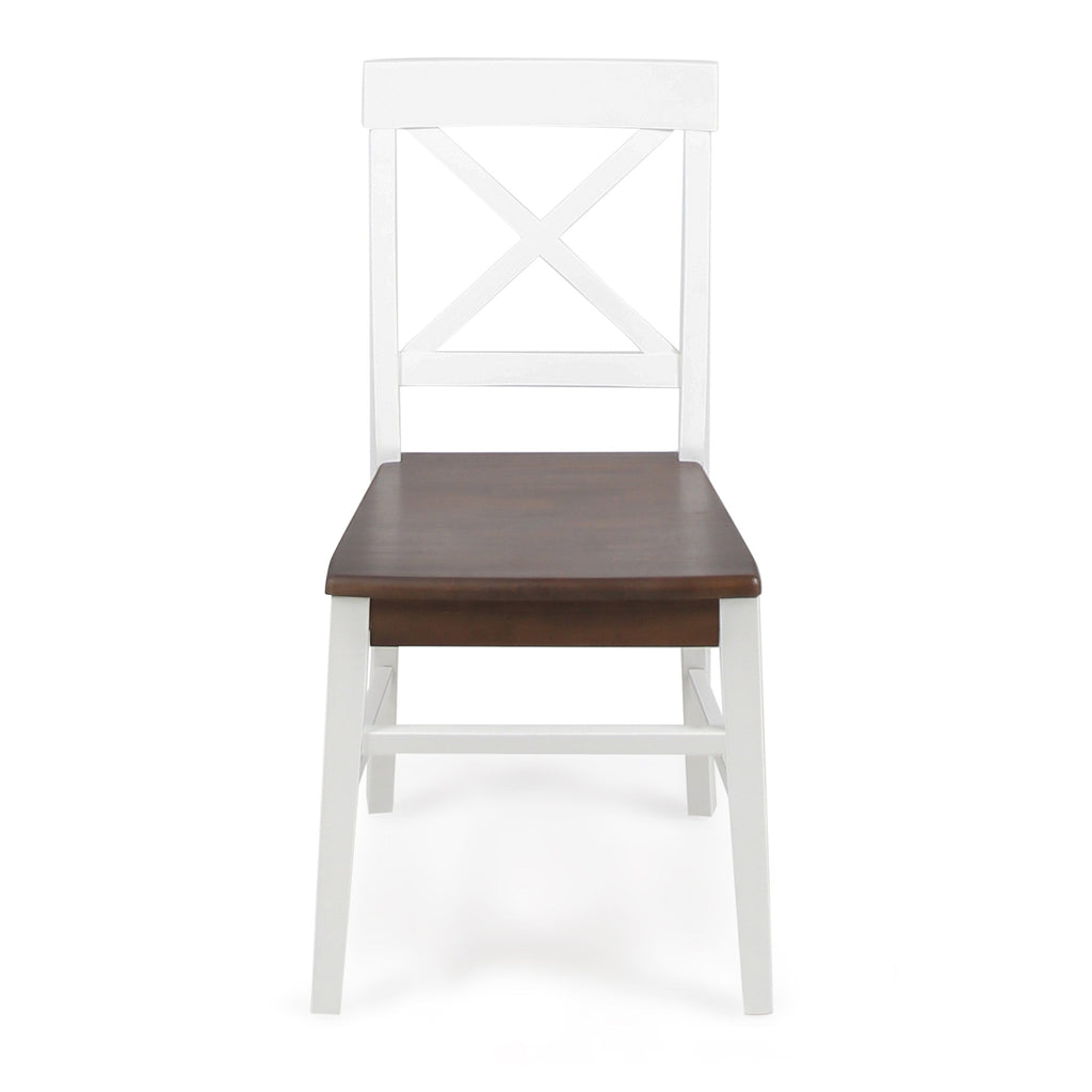 Roshan White & Walnut Acacia Farmhouse Dining Chairs – Set of 2