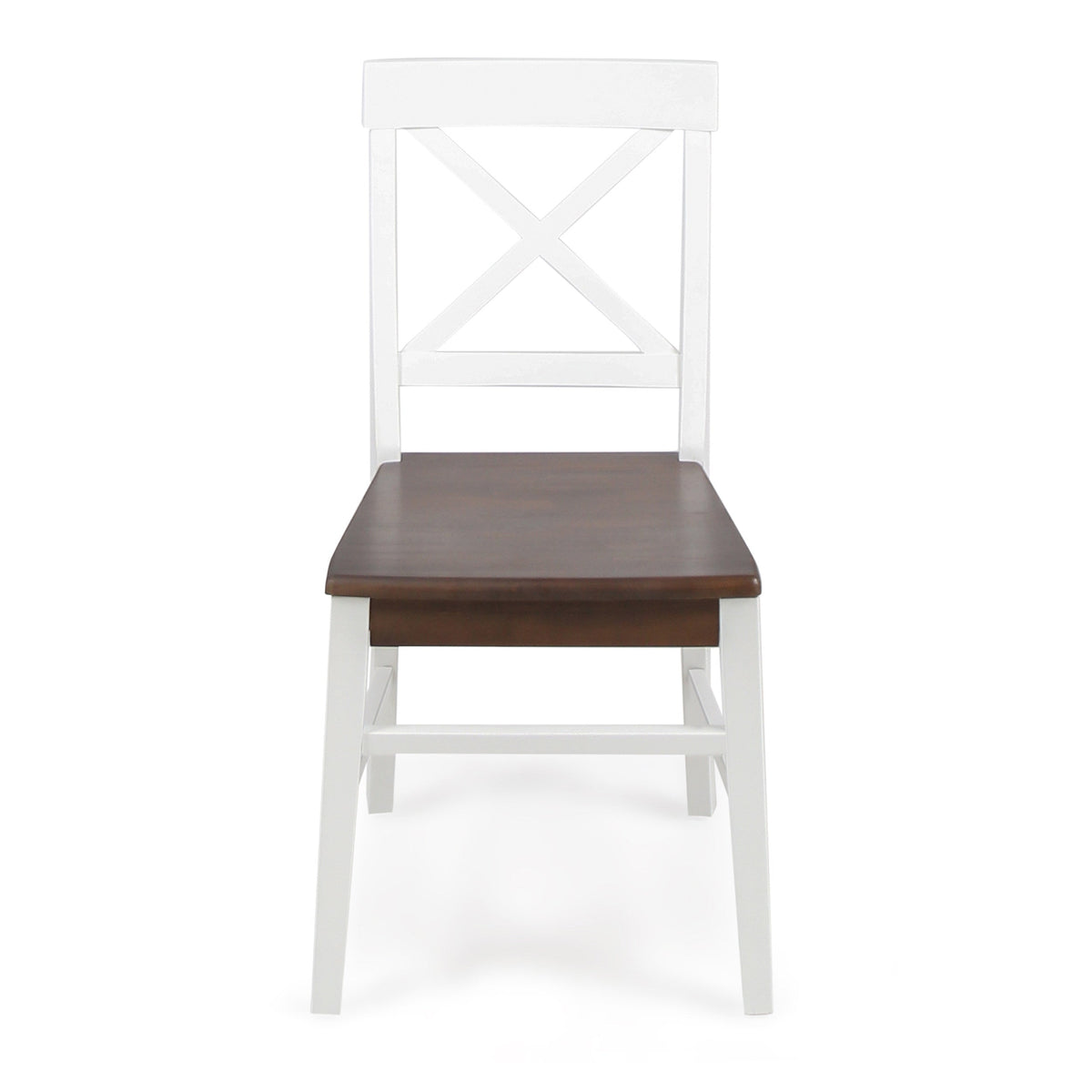 Roshan White & Walnut Acacia Farmhouse Dining Chairs – Set of 2