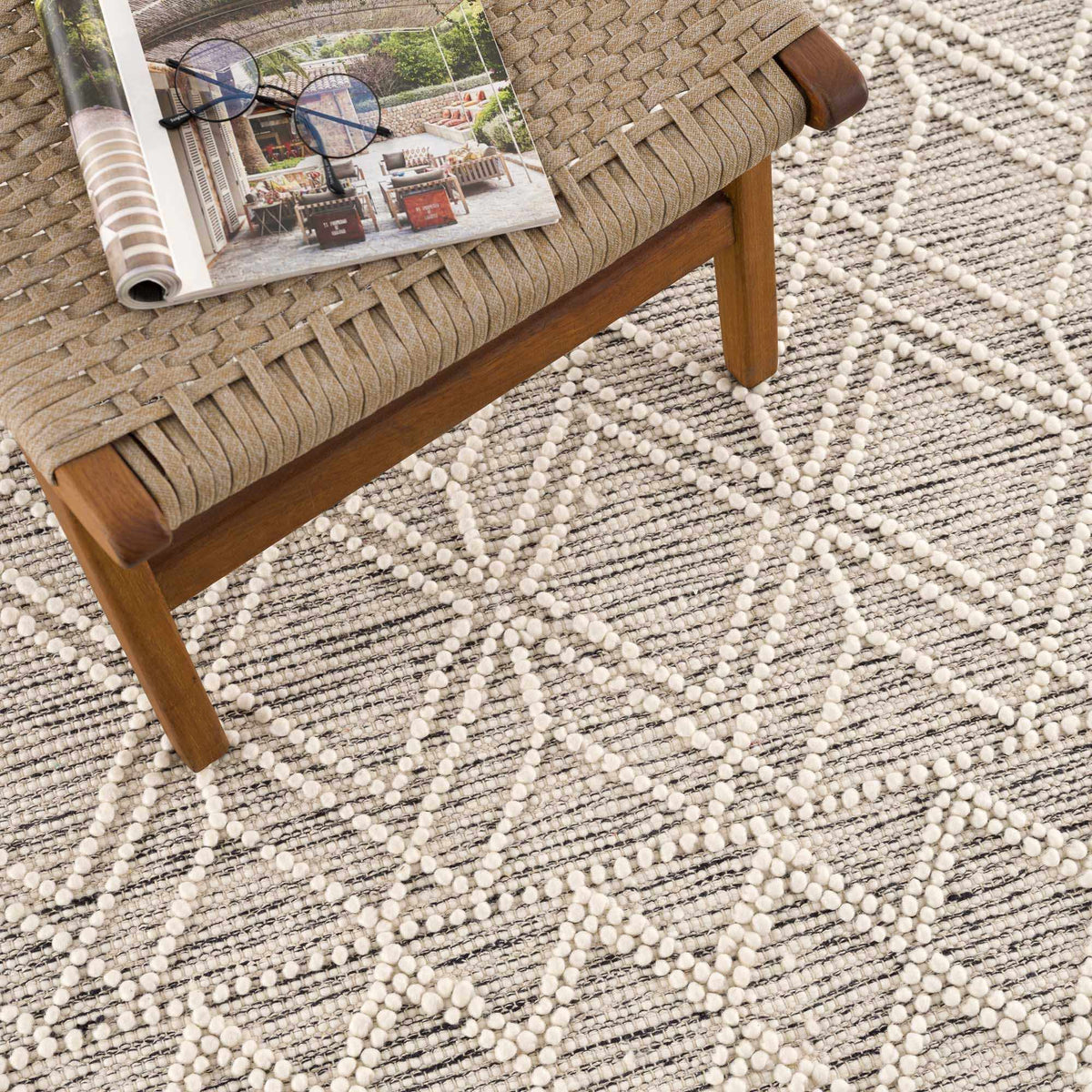 Ramsbury Ivory Wool Farmhouse Area Rug