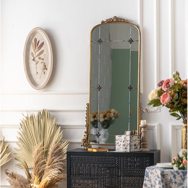 Antique Gold Arched Wall Mirror | French Country Style