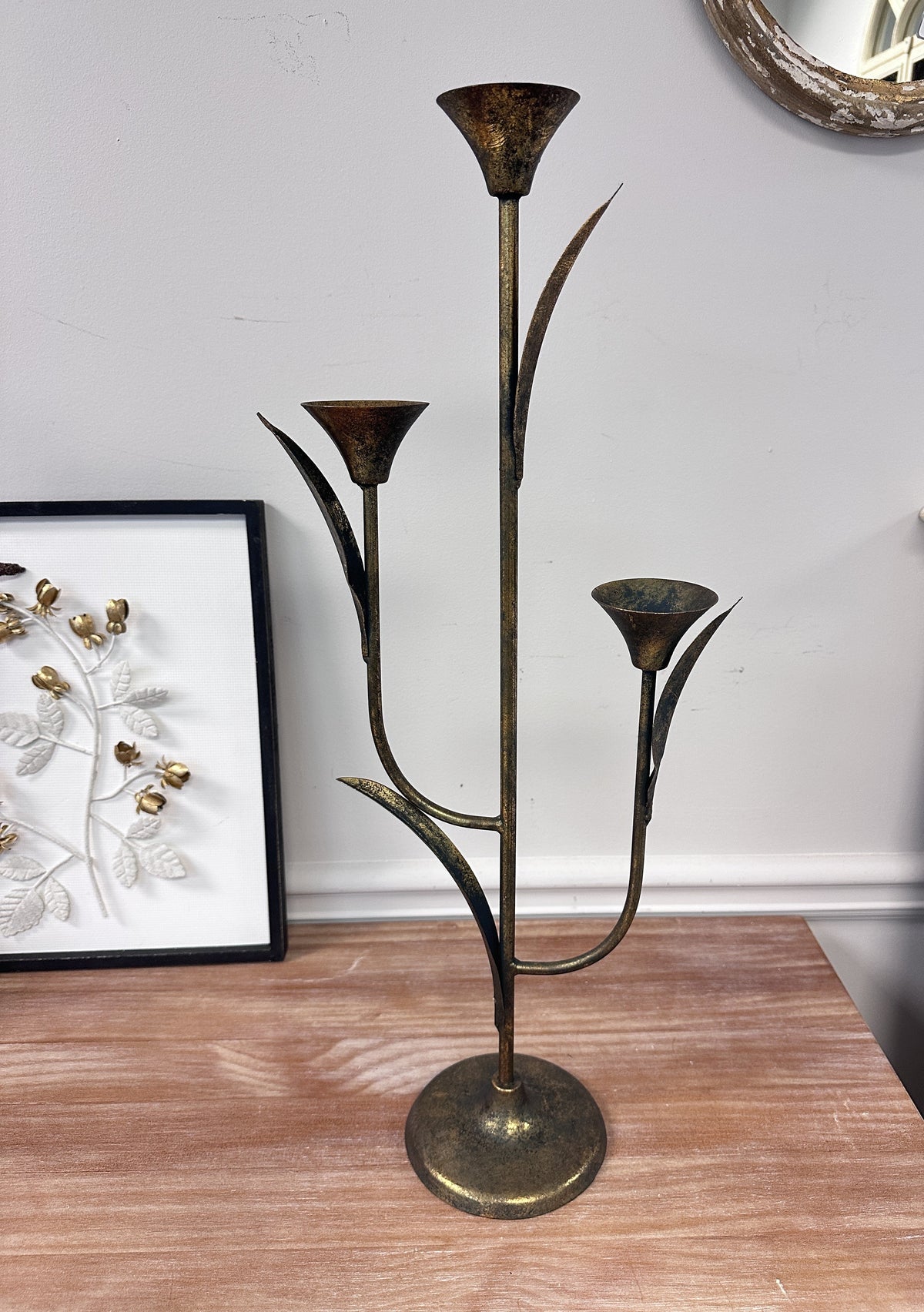 Botanical Rustic Iron Taper Candle Holder