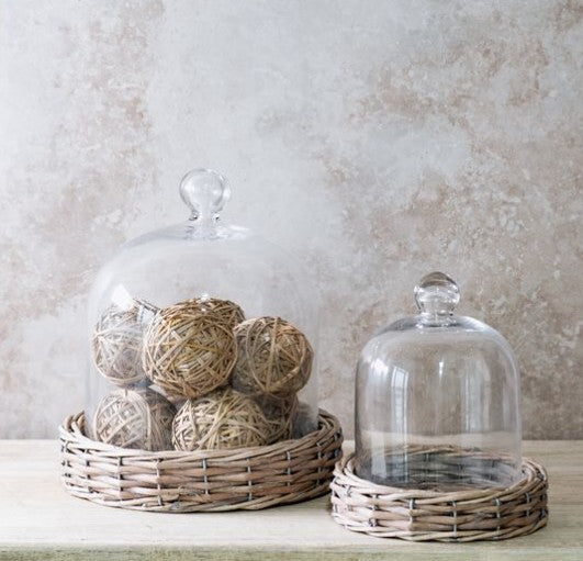 Willow Base Farmhouse Glass Cloche