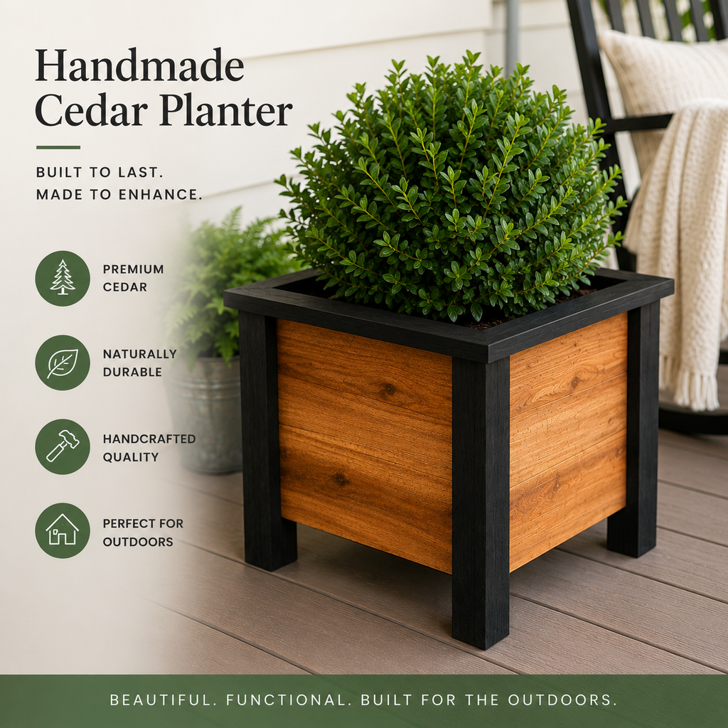 Handmade Cedar Farmhouse Porch Planter Box