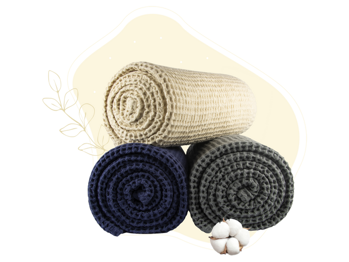 Cotton Waffle-Weave Farmhouse Throw Blanket