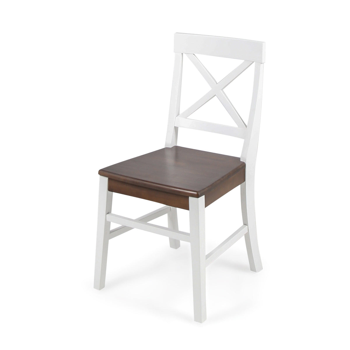 Roshan White & Walnut Acacia Farmhouse Dining Chairs – Set of 2