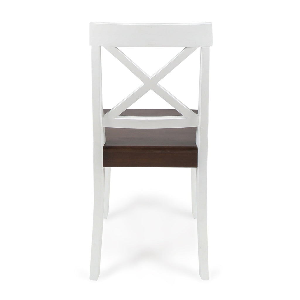 Roshan White & Walnut Acacia Farmhouse Dining Chairs – Set of 2