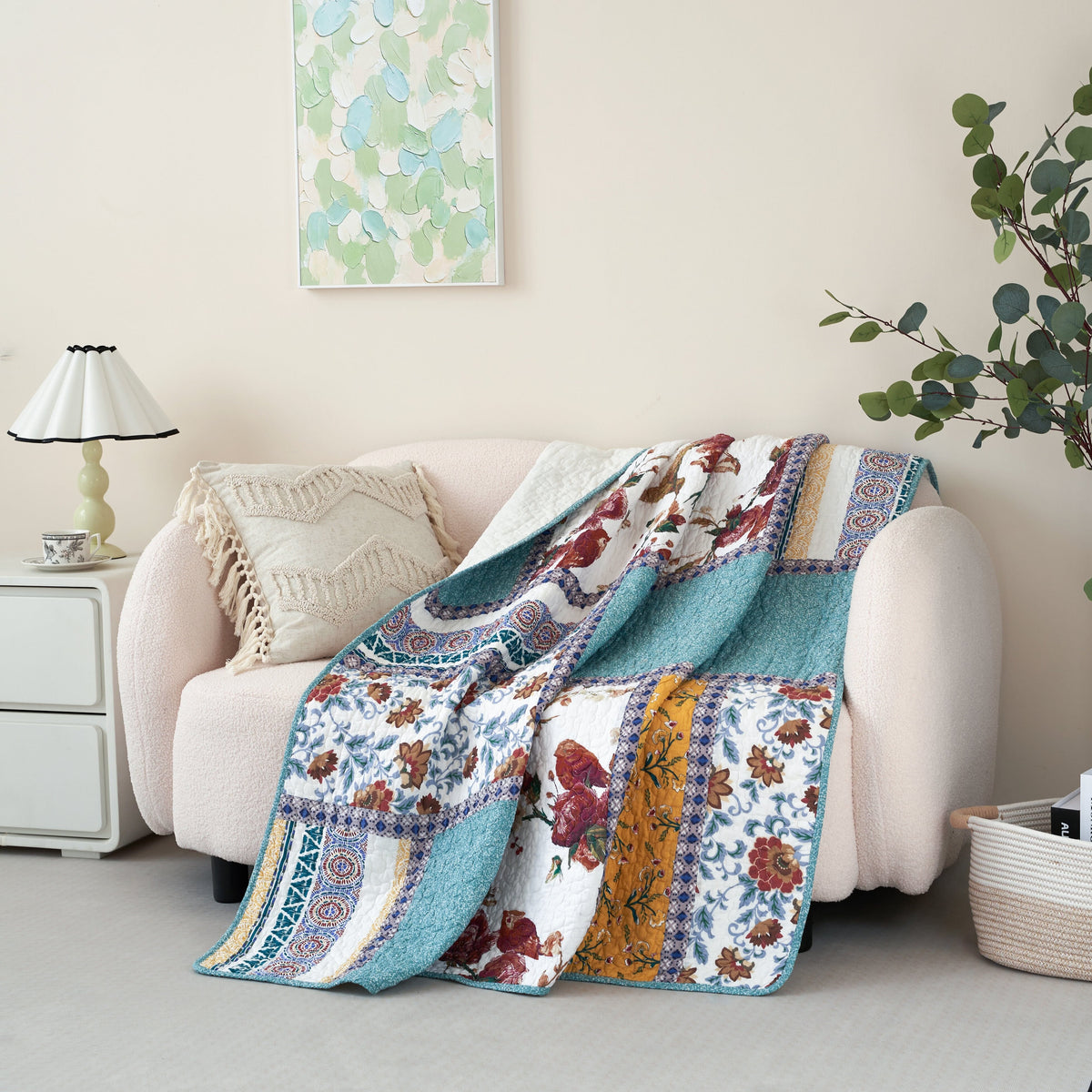 French Country Hummingbird Quilted Throw