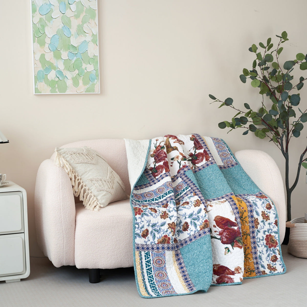 French Country Hummingbird Quilted Throw