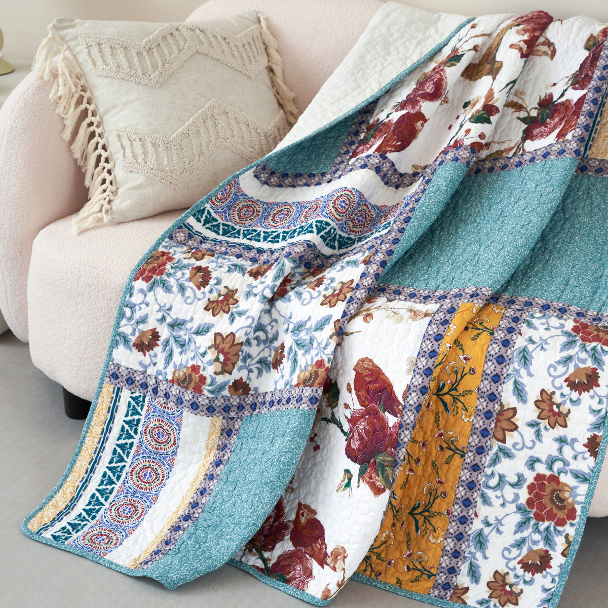 French Country Hummingbird Quilted Throw
