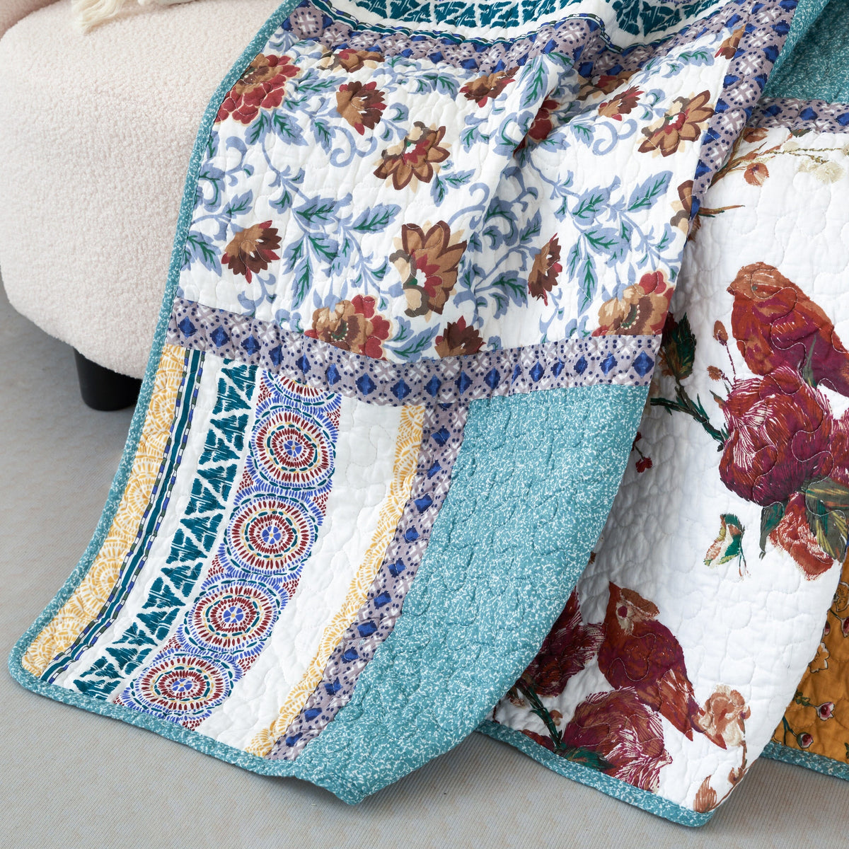 French Country Hummingbird Quilted Throw