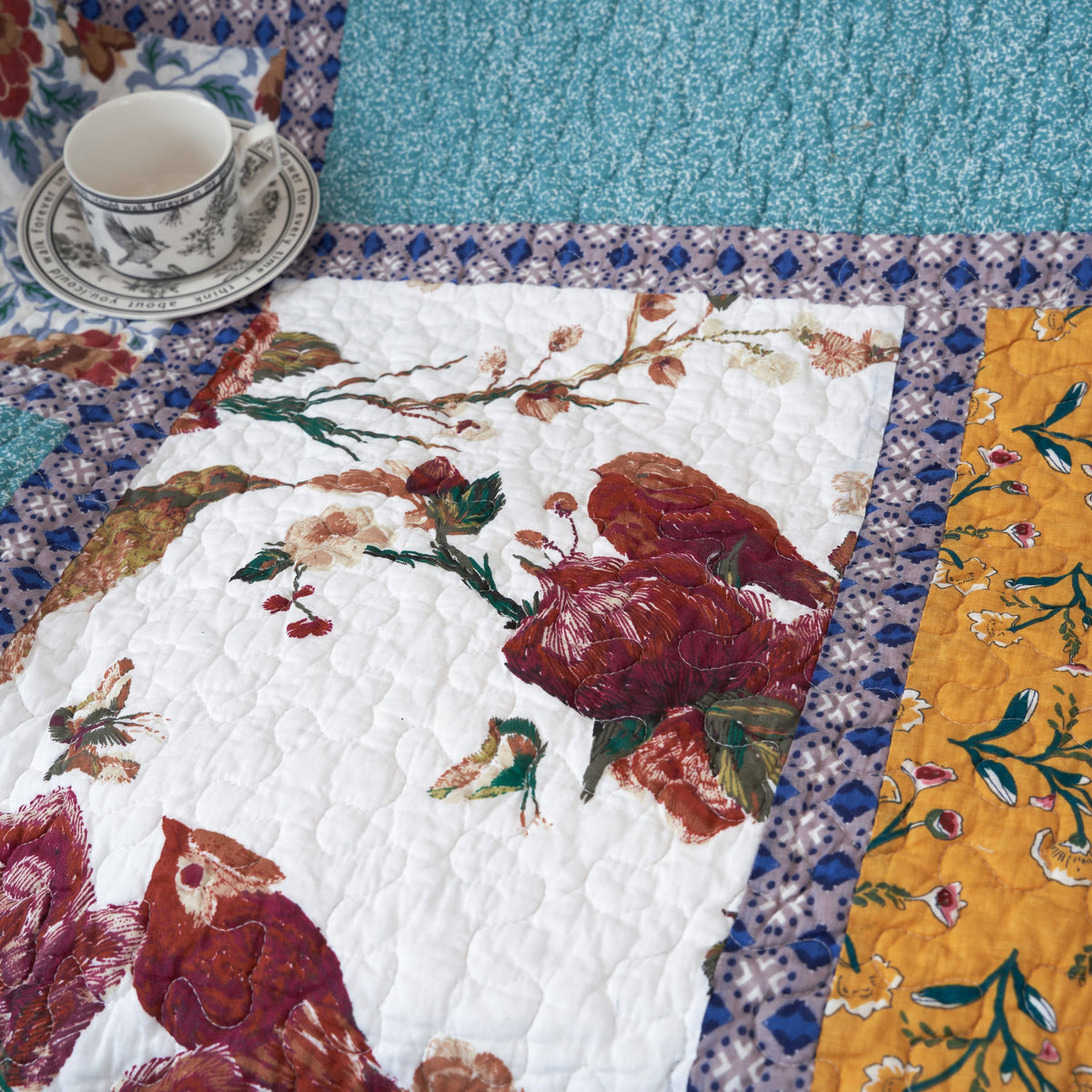 French Country Hummingbird Quilted Throw