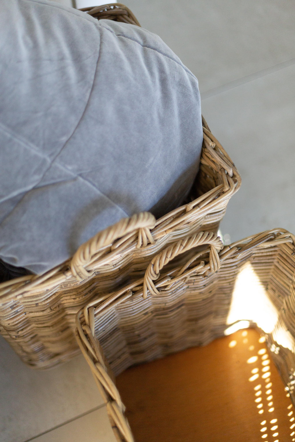 Kubu Rattan Farmhouse Storage Basket on Wheels