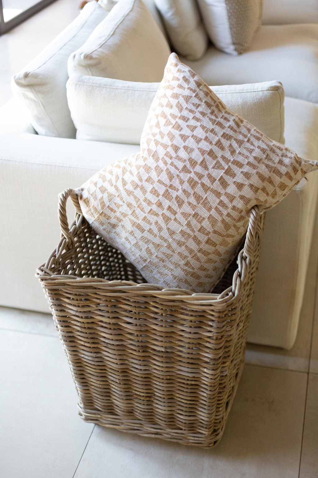Kubu Rattan Farmhouse Storage Basket on Wheels