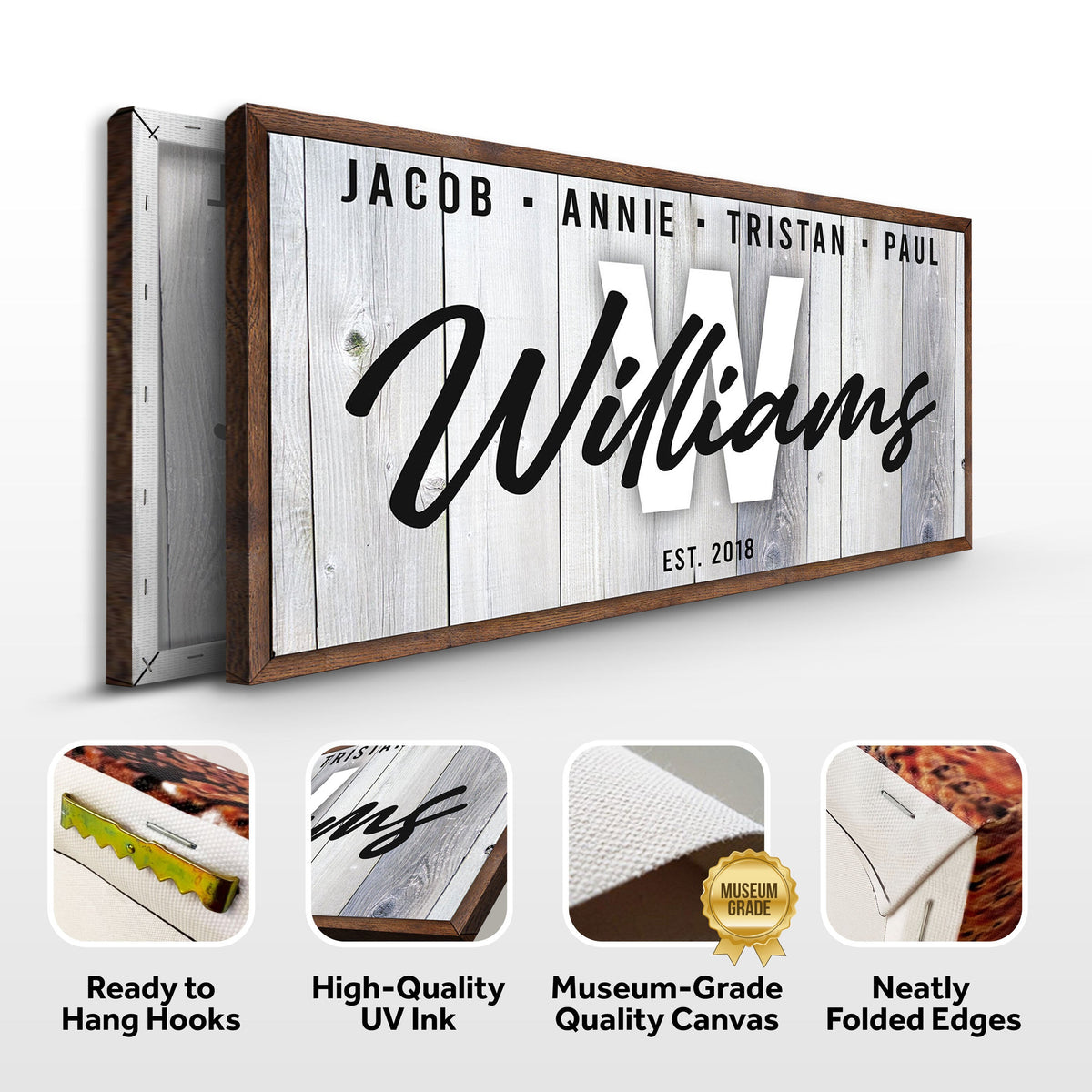 Personalized Rustic Family Canvas Sign