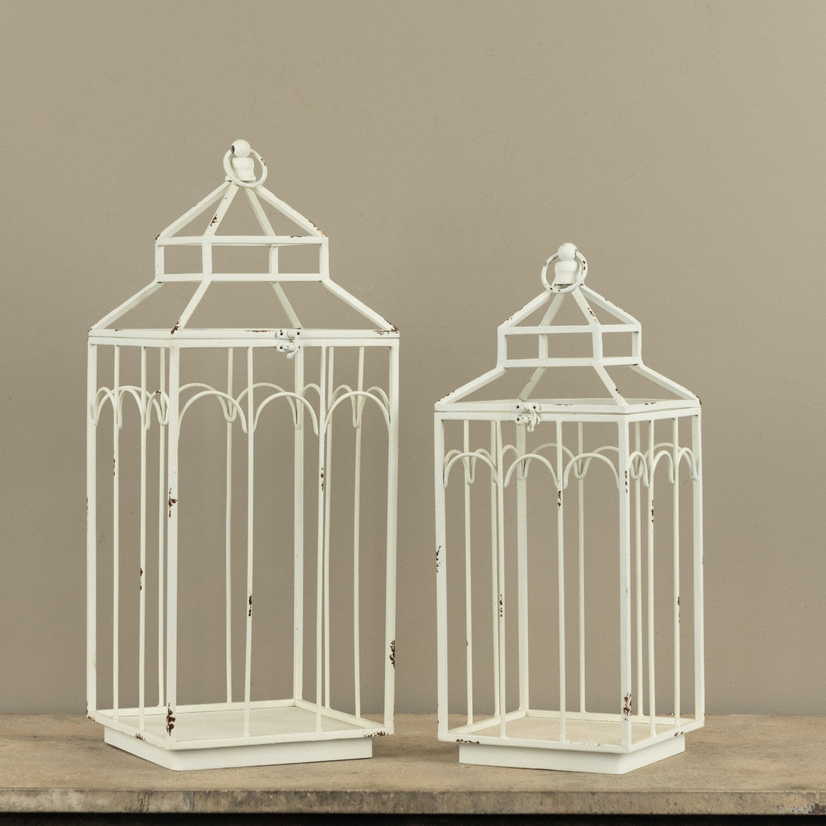 Ashley White Farmhouse Metal Lantern