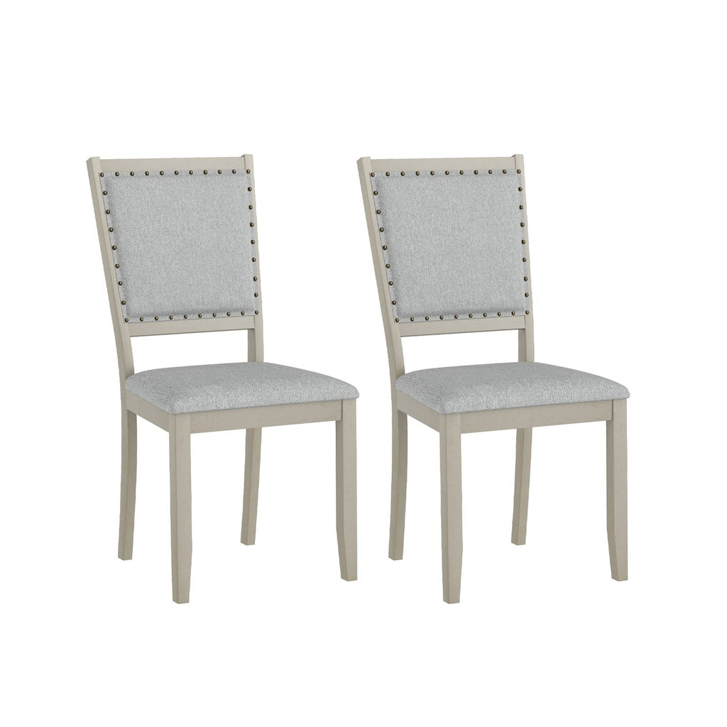 Grey Upholstered Farmhouse Dining Chairs – Set of 2