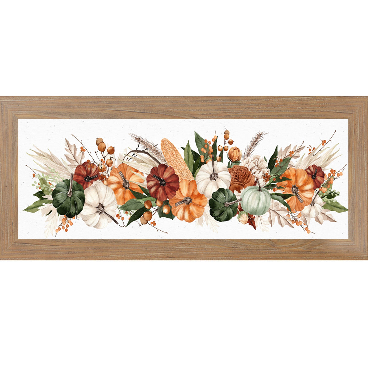 Harvest Pumpkin & Wheat Panoramic Farmhouse Wall Art