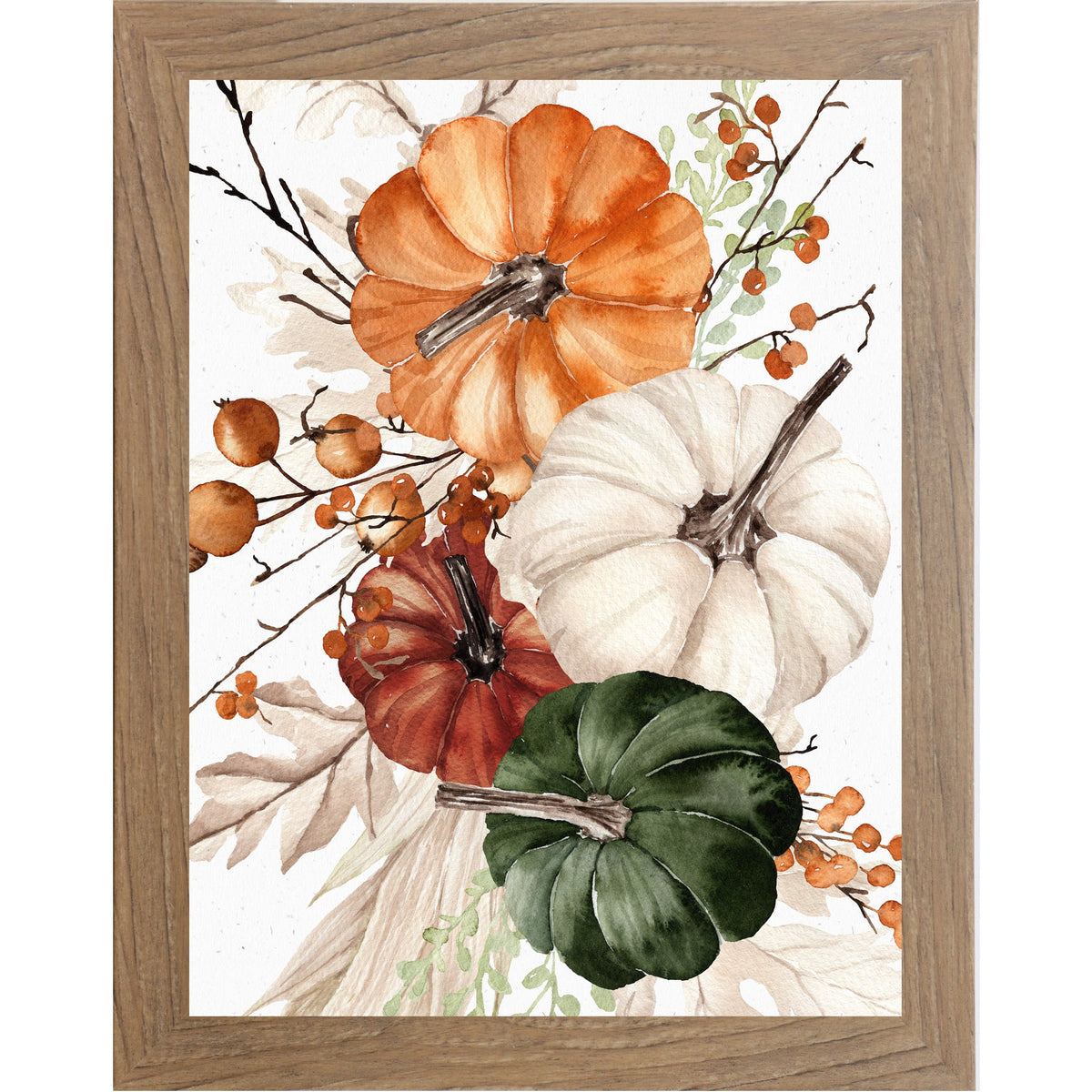 Watercolor Pumpkin Bouquet Farmhouse Wall Art