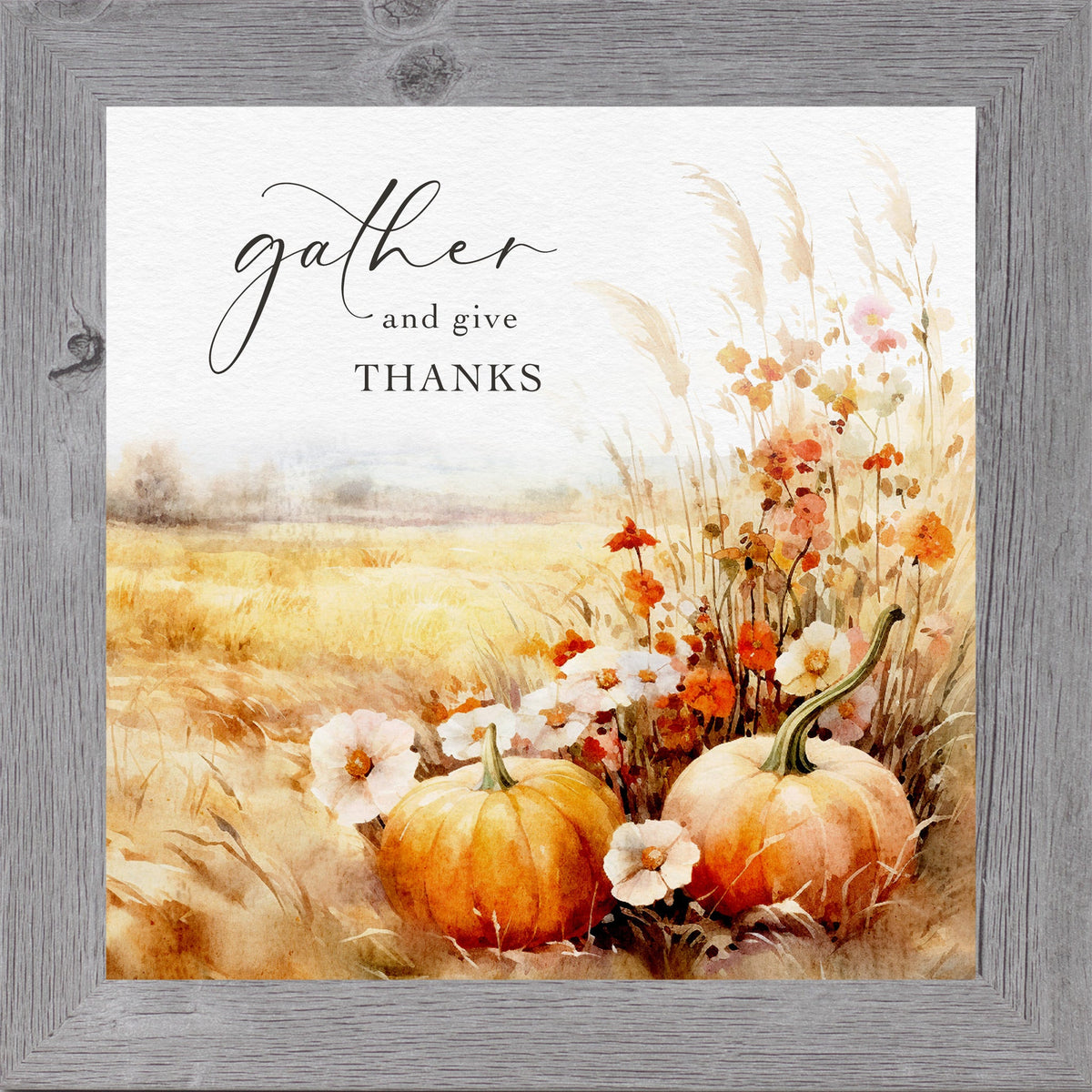 Gather & Give Thanks Watercolor Pumpkin Wall Art
