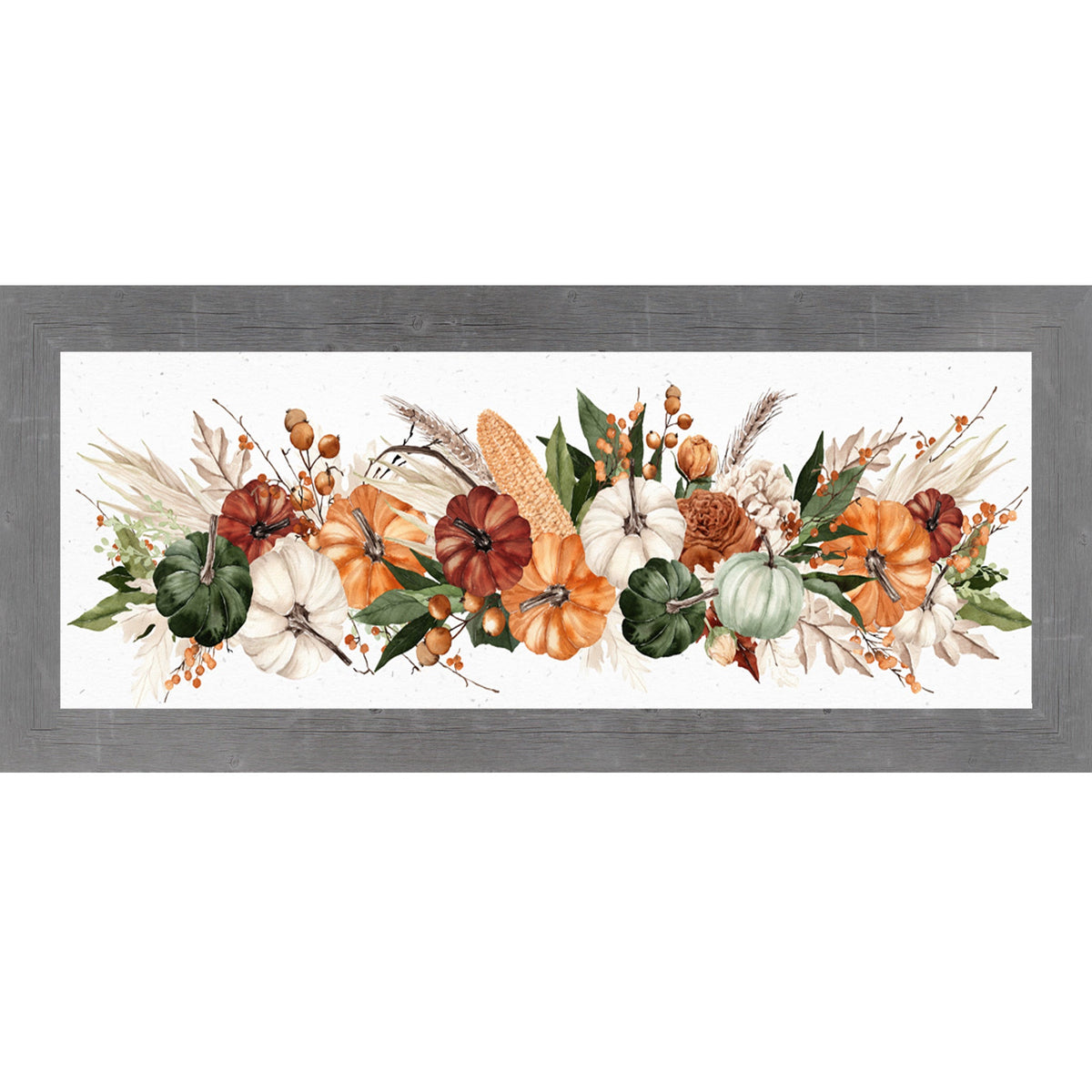 Harvest Pumpkin & Wheat Panoramic Farmhouse Wall Art