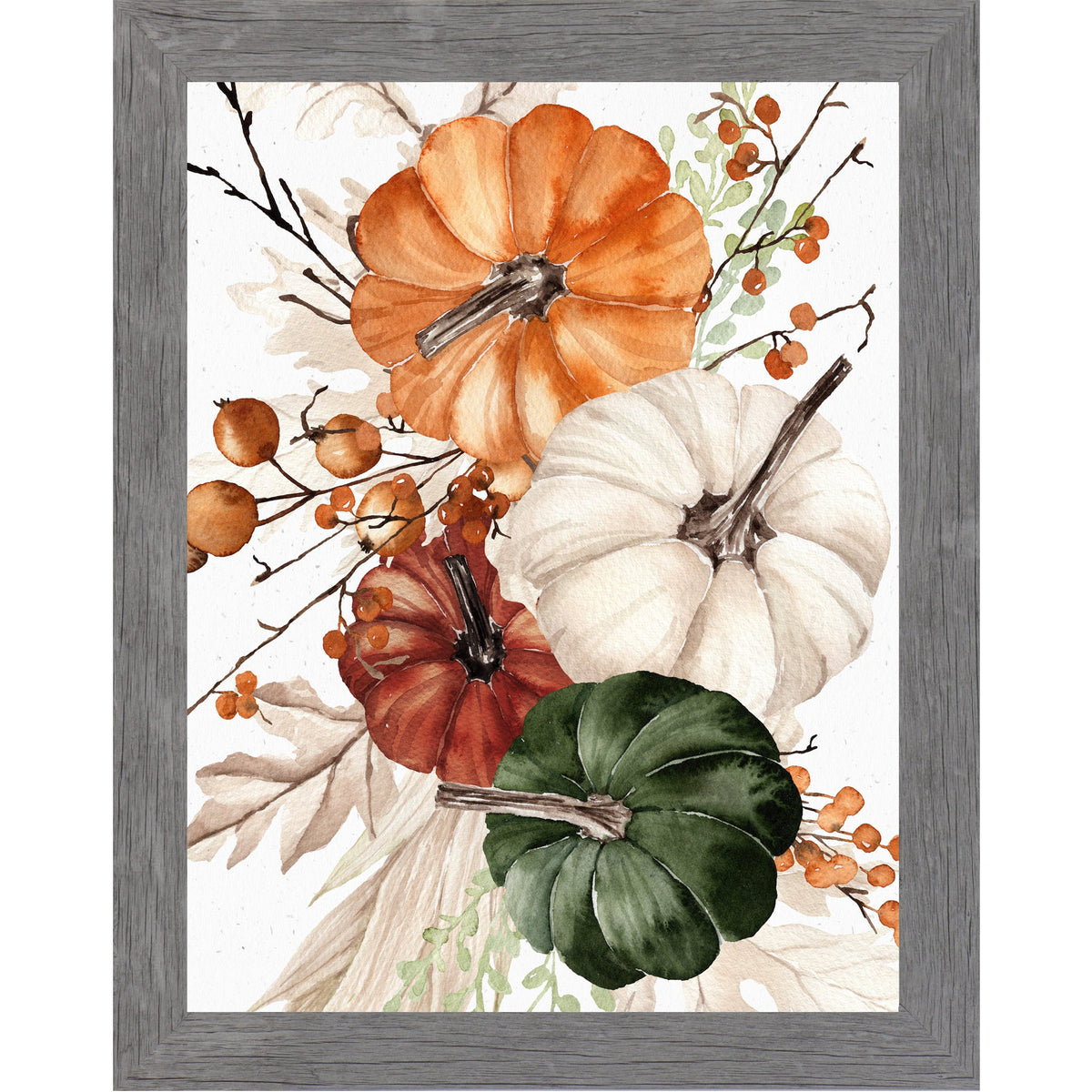 Watercolor Pumpkin Bouquet Farmhouse Wall Art