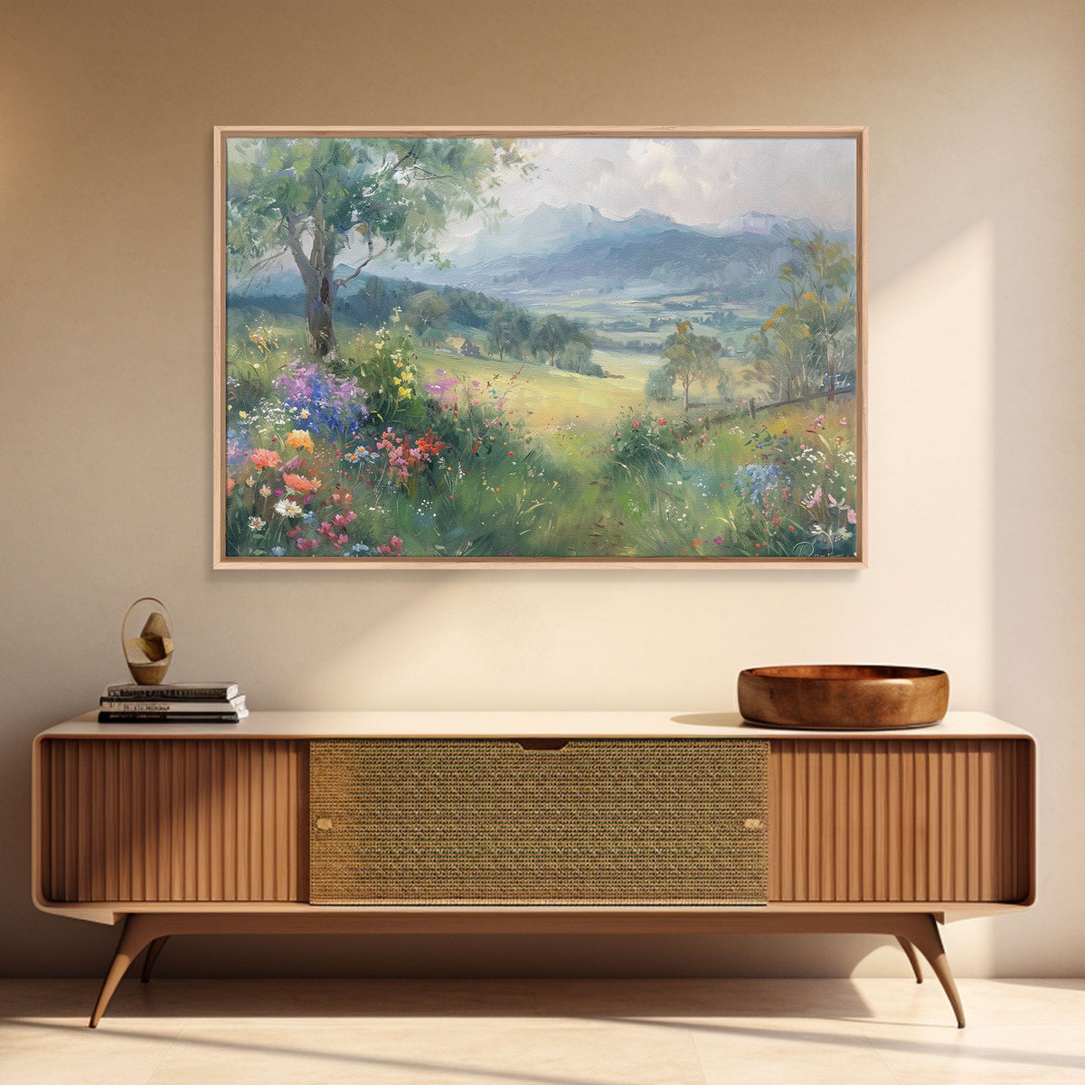 Rustic Wildflower Field Country Landscape Wall Art