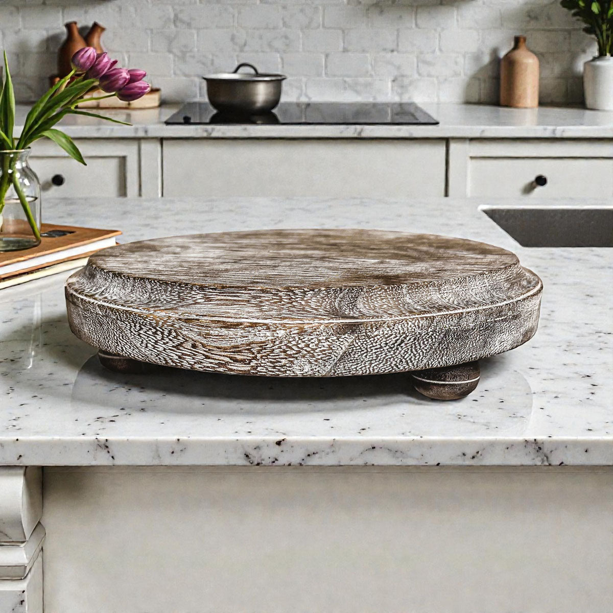 Rustic Farmhouse Wood Pedestal Stand