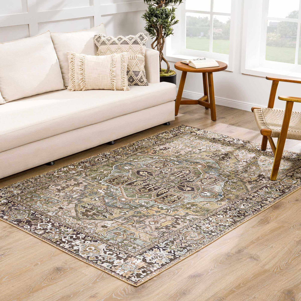Neyland Sage Vintage-Inspired Farmhouse Rug