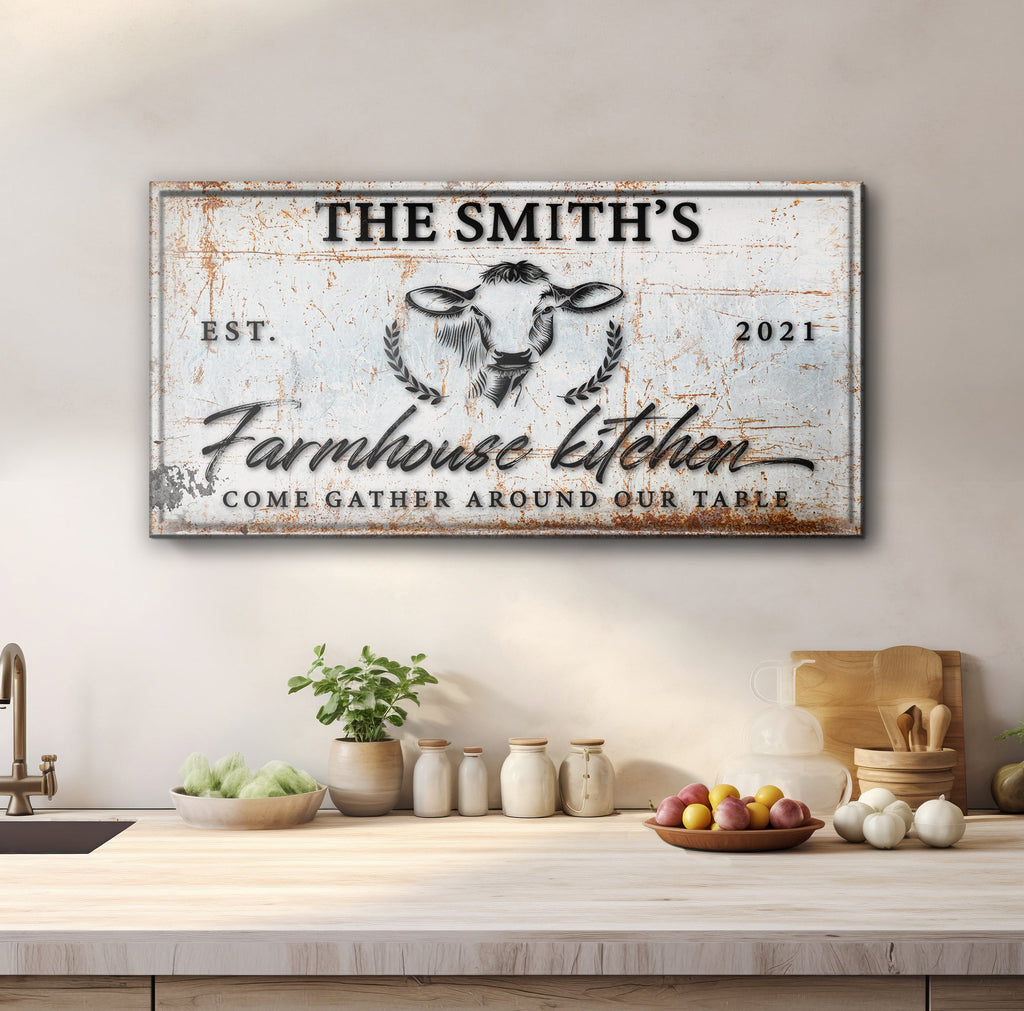 Personalized Farmhouse Kitchen Canvas Sign