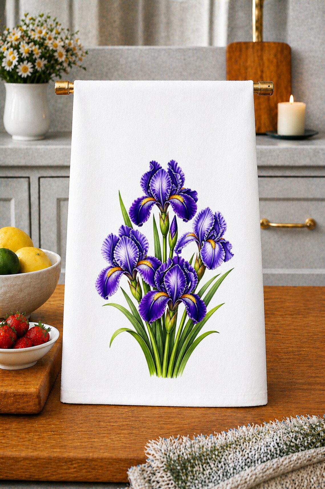Iris Floral Cottage Kitchen Towel