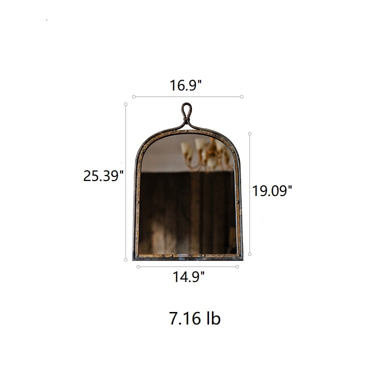 Antique Dark Iron Farmhouse Wall Mirror