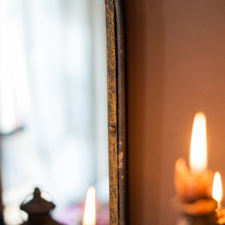 Antique Dark Iron Farmhouse Wall Mirror