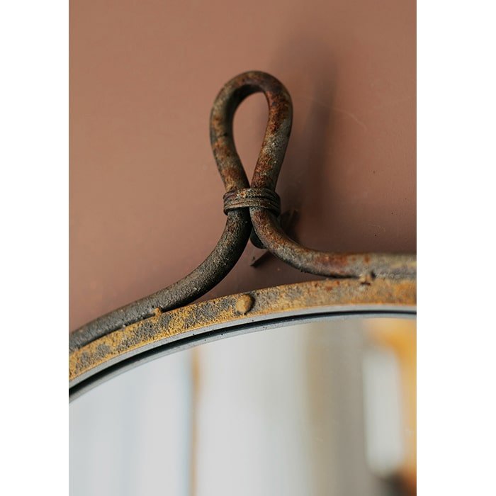 Antique Dark Iron Farmhouse Wall Mirror