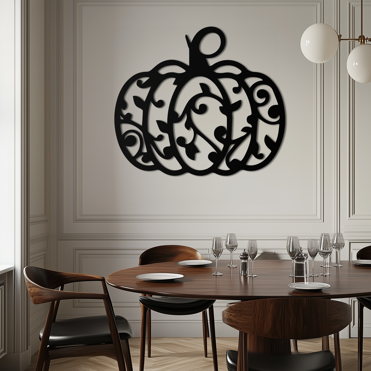 Elegant Ornamental Pumpkin Metal Wall Art