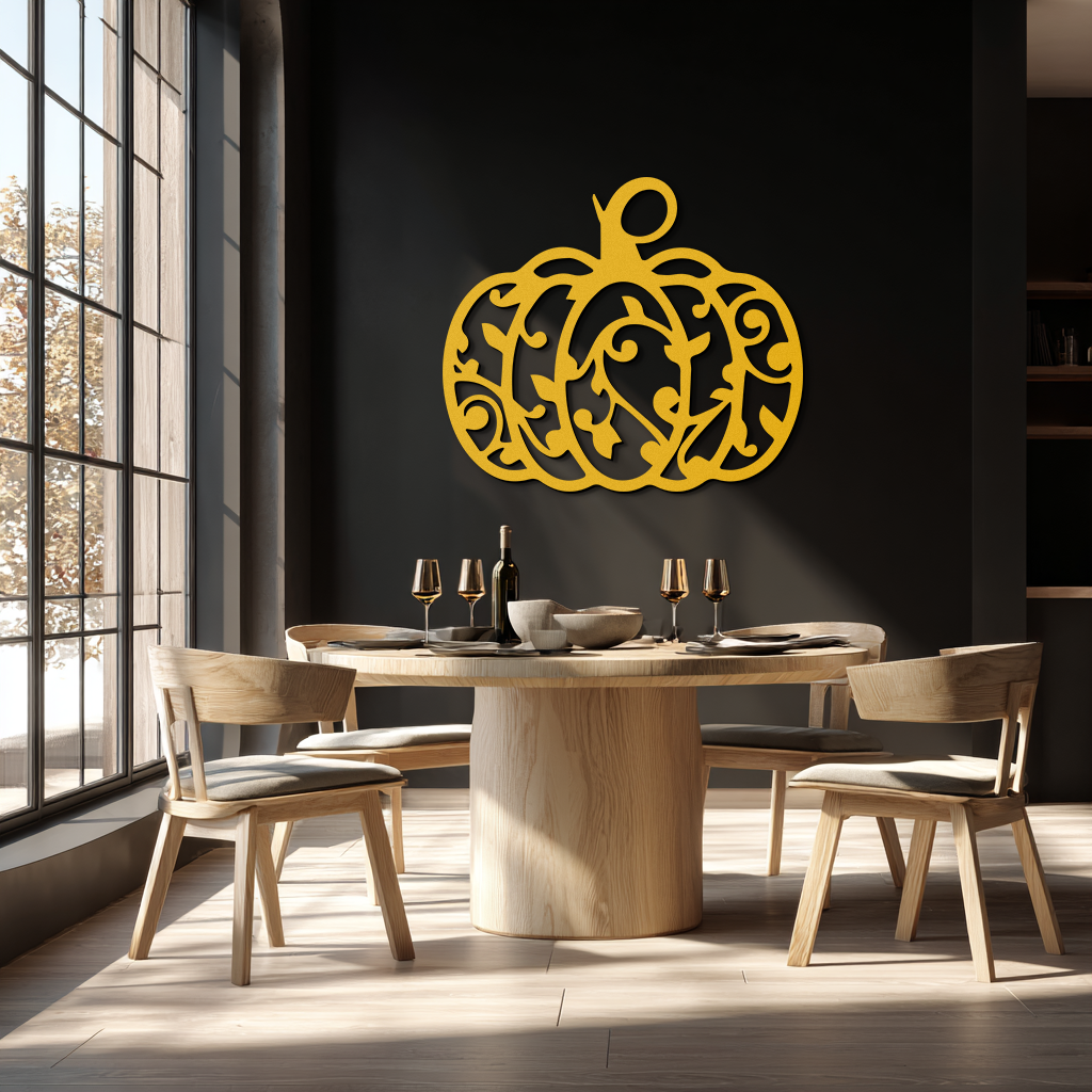 Elegant Ornamental Pumpkin Metal Wall Art