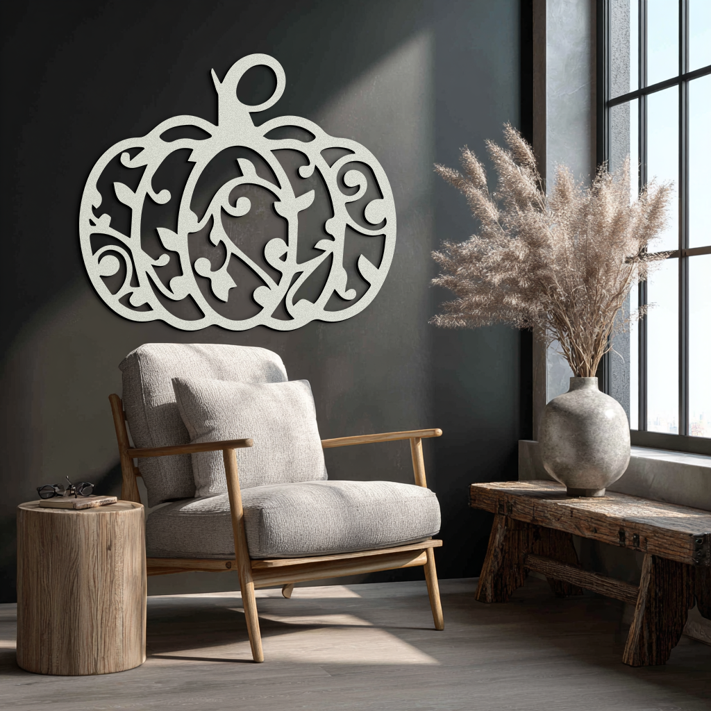 Elegant Ornamental Pumpkin Metal Wall Art