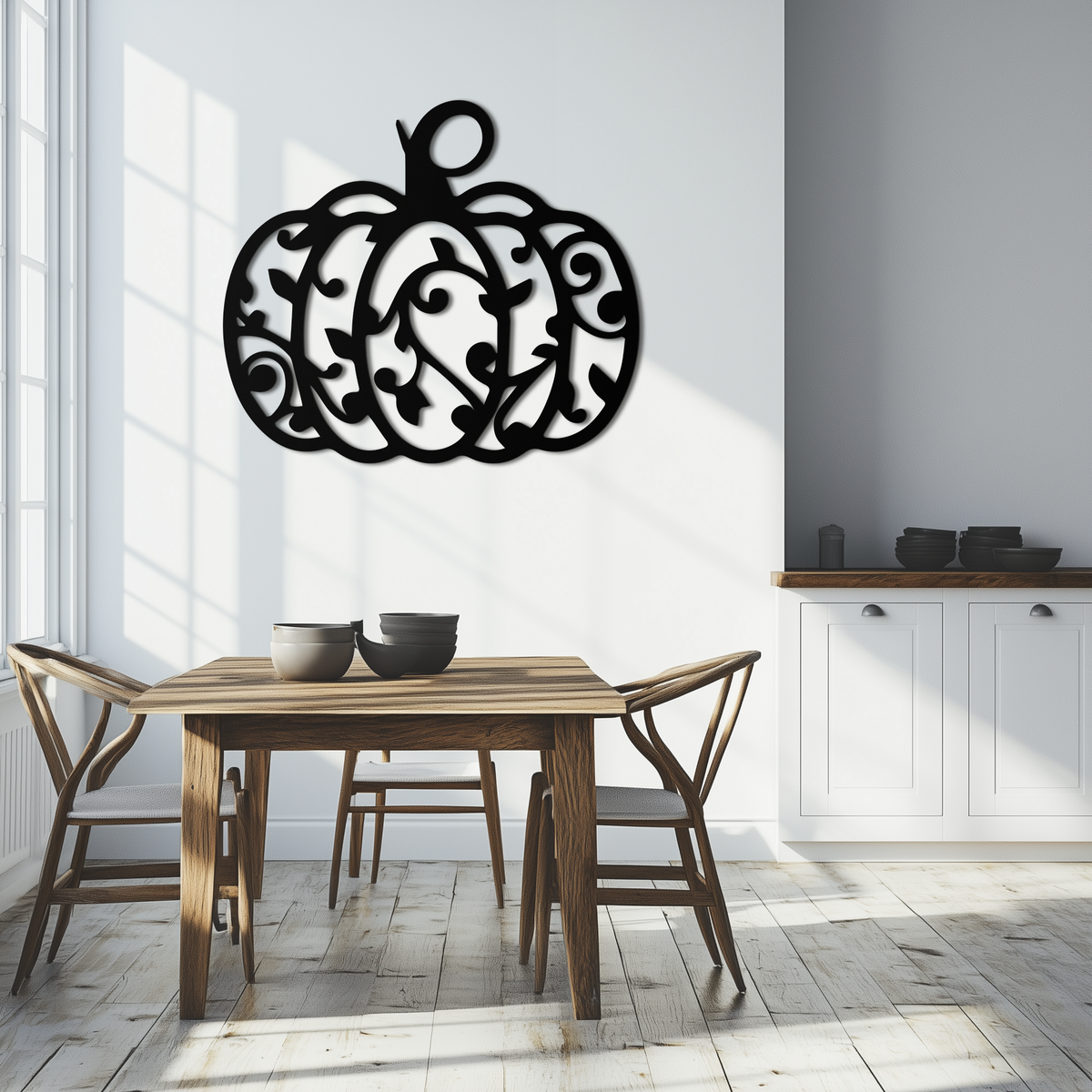 Elegant Ornamental Pumpkin Metal Wall Art