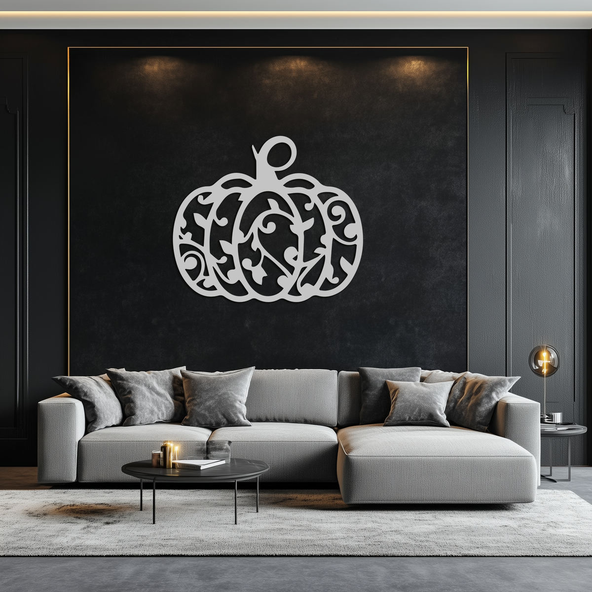 Elegant Ornamental Pumpkin Metal Wall Art