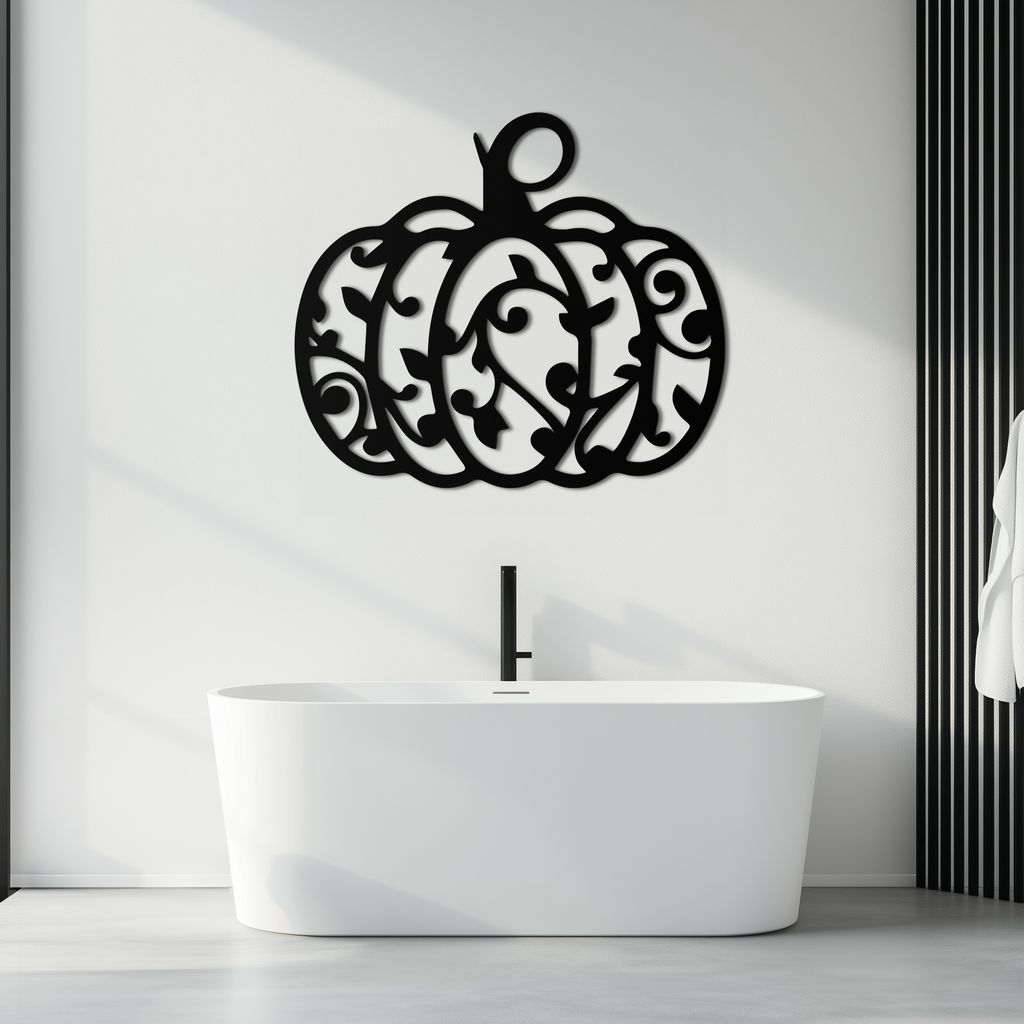 Elegant Ornamental Pumpkin Metal Wall Art