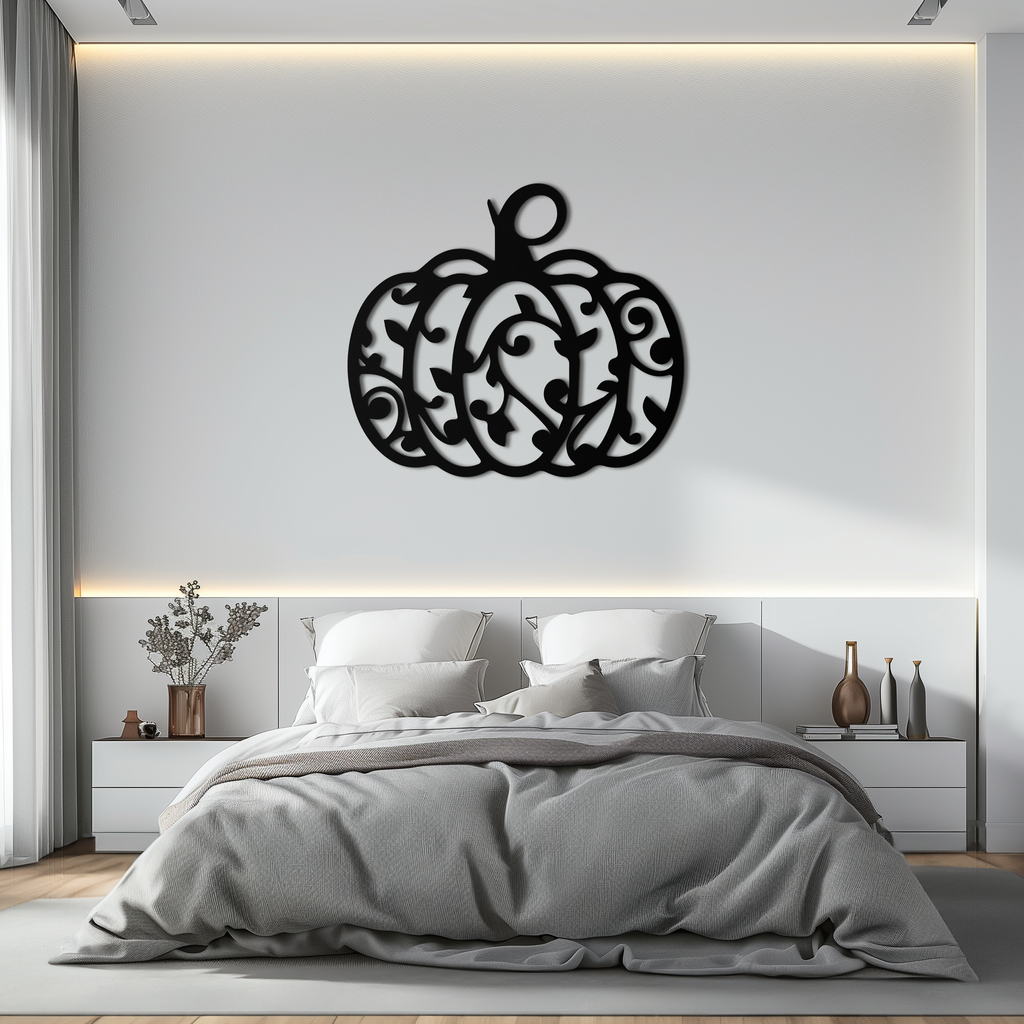 Elegant Ornamental Pumpkin Metal Wall Art