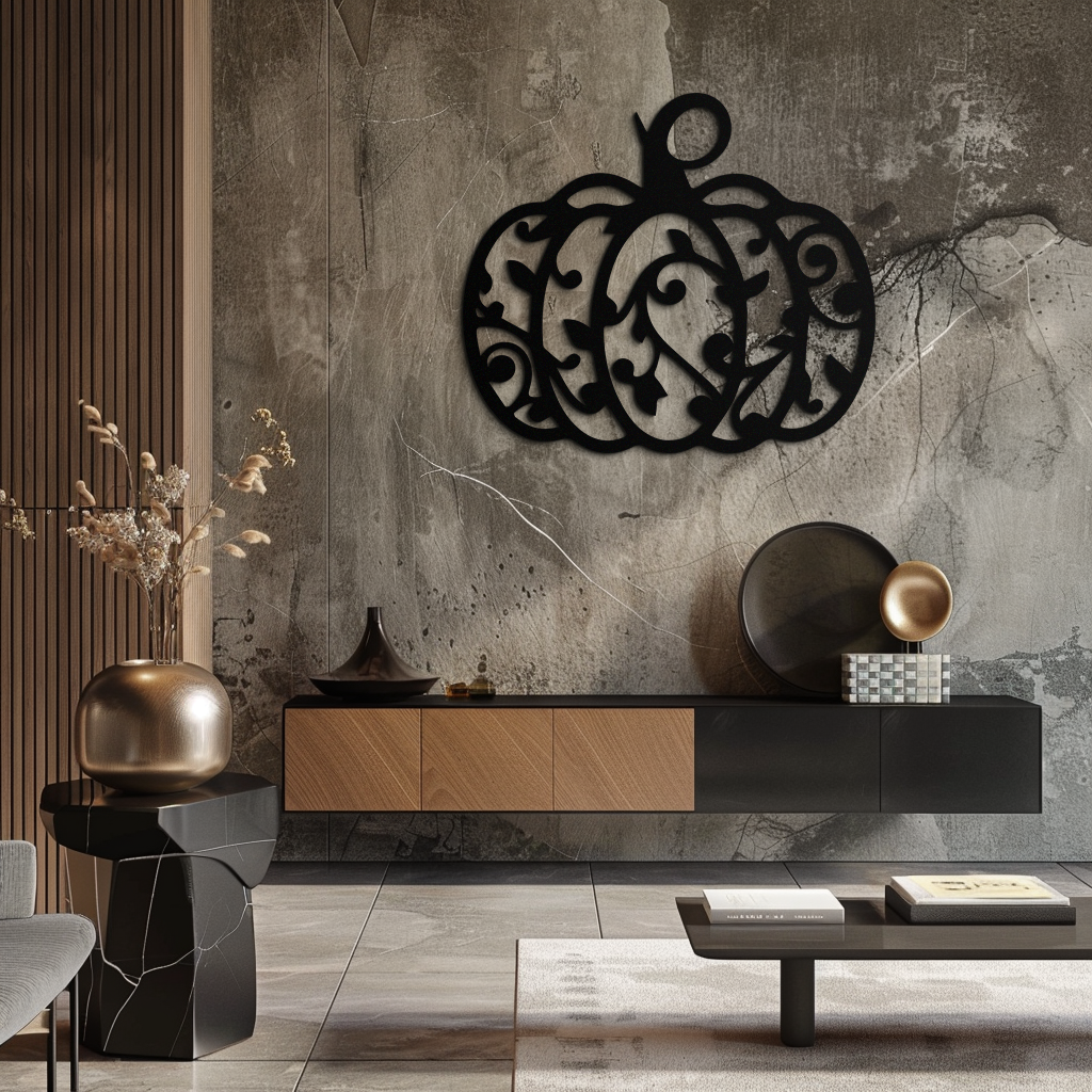 Elegant Ornamental Pumpkin Metal Wall Art